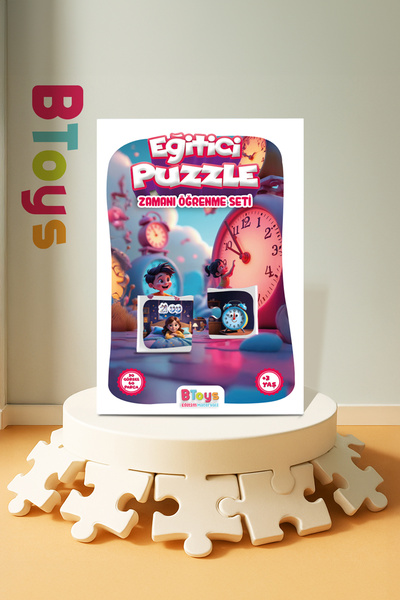 Enjoy BToys Eşleştirme Connect Puzzle - Zamanı Öğrenme Seti - Eğitici Puzzle