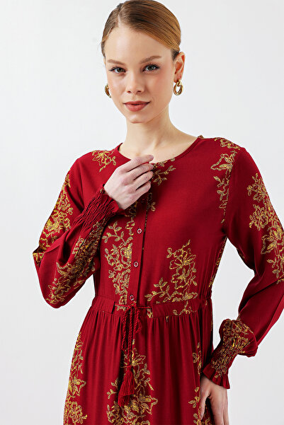 Bigdart 2145 Rochie Hijab cu Motiv - B.Roșu