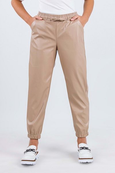 wakawakakidsstore Leather Look Girl's Jogger Trousers - Beige