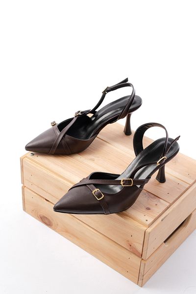 DURUNUN BUTİĞİ Maray maro (TACURI 8 CM) vârf ascuțit, cataramă închisă, pantofi stiletto cu spatele deschis