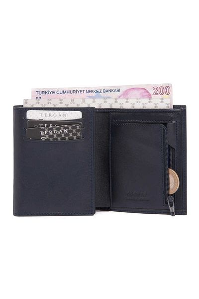 Tergan Navy Blue Genuine Leather Men's Wallet - S1Ce 00001430 -H86