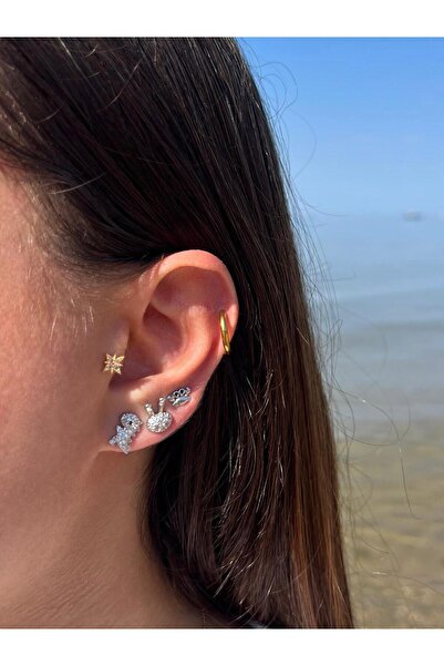 Zerys Jewelry Triple Dinosaur Crab Set Silver Earrings