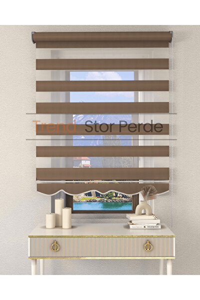 TREND STOR PERDE Somon Rengi Etek Dilimli Zebra Stor Güneşlik Perde