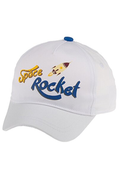 Kitti 4-8 років 50 см Літній капелюх для хлопчиків Space Rocket з космічним малюнком, регульований, білий Y121007