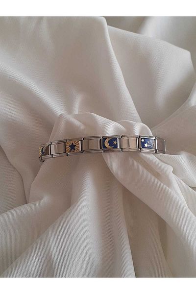 bijoux uniques Day&Night Series Italian Charm Steel Bracelet