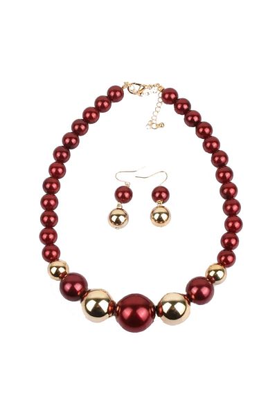 SIC MODA Pearl Necklace and Earrings Set SIC MODA 5674D