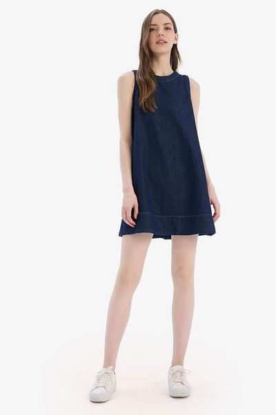 DeFacto Fashion Fit Crew Αμάνικο Μαλακό Τζιν Φόρεμα D8257ax25sm