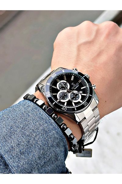 Reward Silver Color Steel Cord Stylish Design Men's Wristwatch + Bracelet