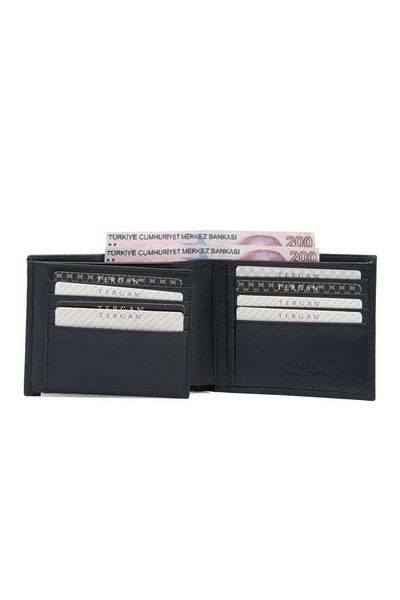 Tergan Navy Blue Genuine Leather Men's Wallet - S1Ce00001464-H86