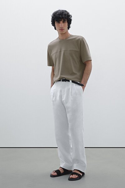 Massimo Dutti Dikiş detaylı %100 pamuklu t-shirt