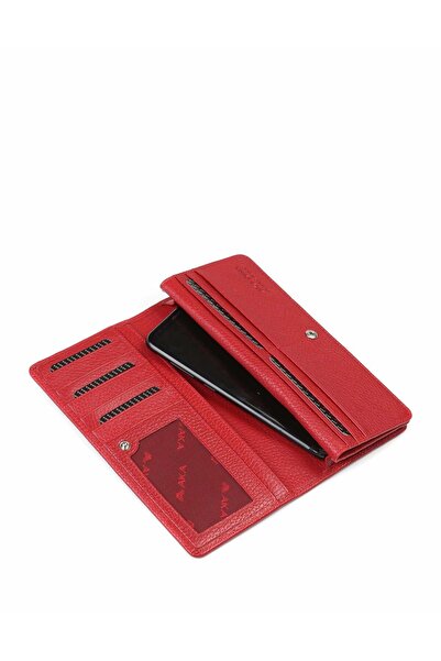 Aka Deri Red Leather Phone Holder Hand Wallet - 825 8