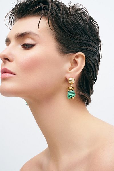 Mon Reve Turquoise Horizon Turquoise Natural Stone Needle Earrings