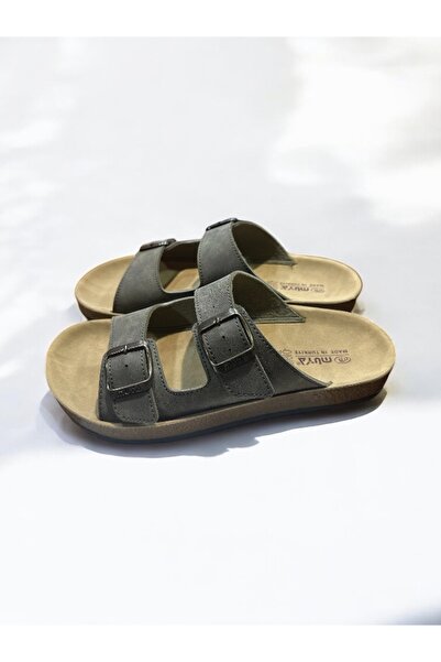 SHOUGO Ортопедичні тапочки на подвійній підошві з пряжкою, зручні та легкі, щоденні, хакі