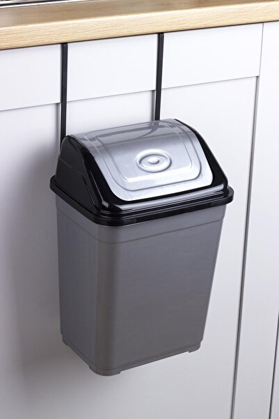 Okyanus Home Hanging Trash Can Gray-Black 5L