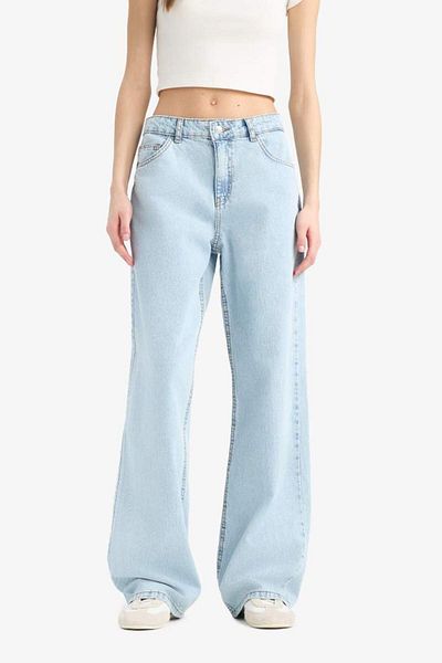 DeFacto Nou sezon Pantaloni lungi din denim drepti, cu talie înaltă, cu picioare drepte