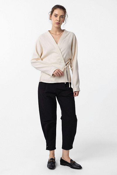 Antioch Ecru Tie Kimono Women's Shirt