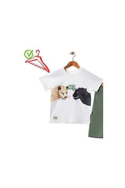 Çıtırkids Çitir 167-04-25 Men's Suit with Shorts with Embroidered Wild Jungle Print 2/6 Years