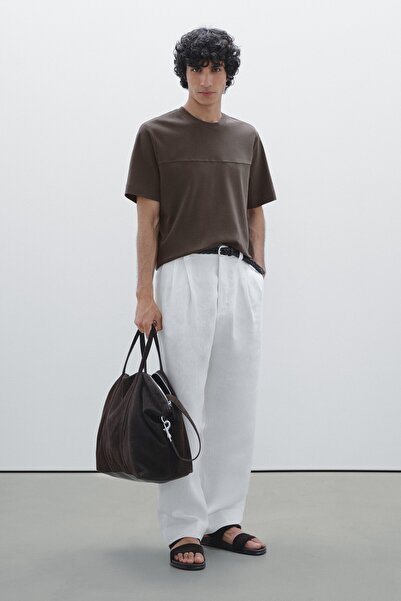 Massimo Dutti Dikiş detaylı %100 pamuklu t-shirt