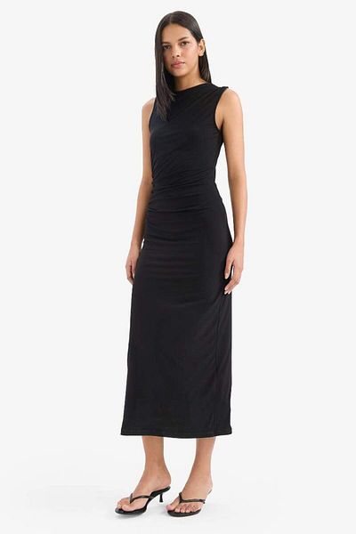 DeFacto Νέα σεζόν Bodycon Bodycon Σταντ γιακά Basic Απλό Αμάνικο Maxi Βραδινό Φόρεμα