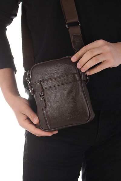 By Hakan Мъжка чанта през рамо Traum 120 от естествена кожа, цвят BITTER BROWN