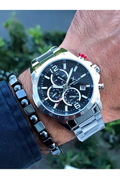 Daniel Klein ساعة يد رجالية متعددة الوظائف بتقويم فولاذي 3 ATM مقاومة للماء ب...