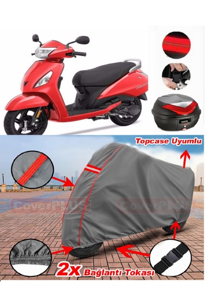 CoverPlus Tvs Jupiter Rear Bag Compatible Motor Tarpaulin Motorcycle Tarpauli...