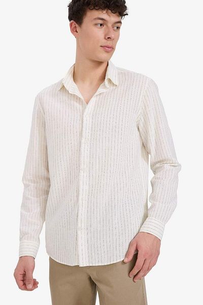 DeFacto New Season Regular Fit Polo Collar Linen Summer Long Sleeve Shirt