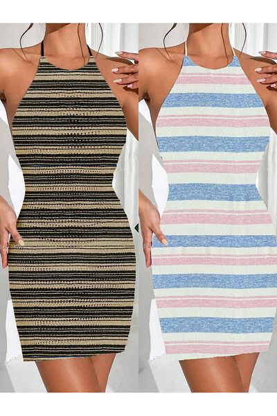 randevu Striped 2 Pack Knitwear Pareo