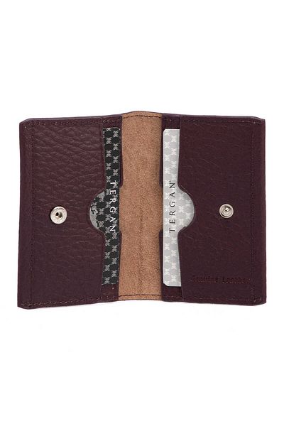 Tergan Purple Genuine Leather Unisex Credit Card Holder - S1Kk 00000266 -C48