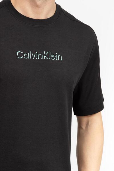 Calvin Klein Ανδρικό μπλουζάκι με μαύρη λαιμόκοψη - κοντό μανίκι, λογότυπο μάρκας, καθημερινή χρήση, K10K113105-BEH