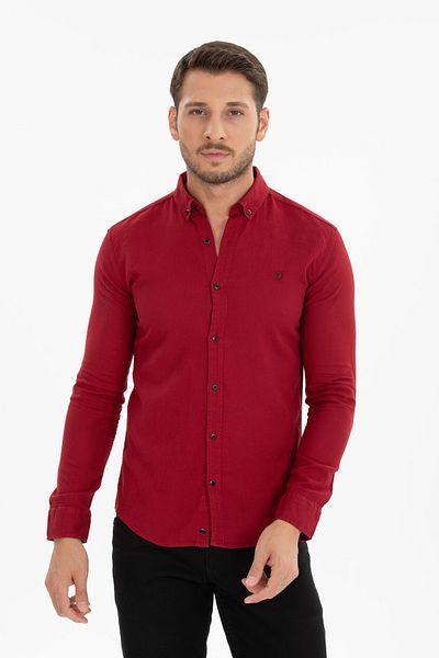 Klothy Men's Long Sleeve Gabardine Denim Shirt 2219