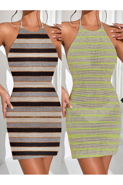 randevu Striped 2 Pack Knitwear Pareo Advantageous Price
