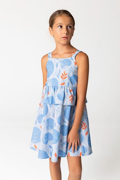 HAUSEkids 4-12 Ani Albastru Portocaliu Detaliu Rochie Fata-Albastru