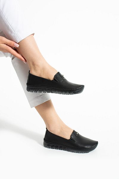Getcho Leopold Black Pantofi de damă Loafer Zilnic Talpă moale Potrivire confortabilă Talpă anti-alunecare Ușoare Vară