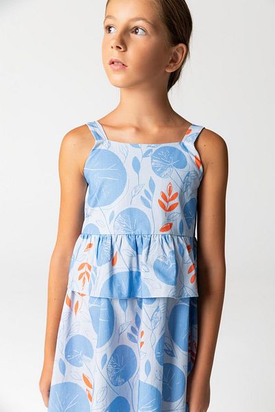 HAUSEkids 4-12 Ani Albastru Portocaliu Detaliu Rochie Fata-Albastru