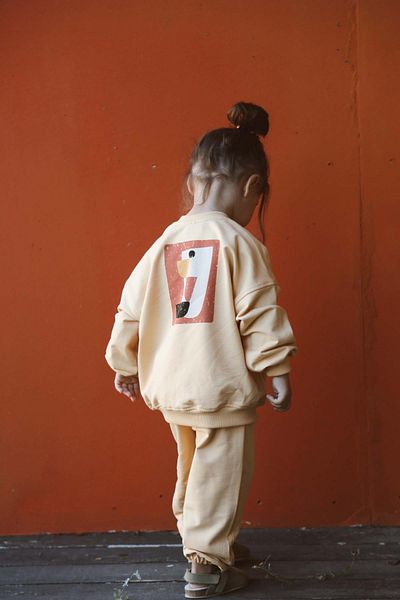 OhlalaKoala Pastel Yellow Back Printed Seasonal Tracksuit Set