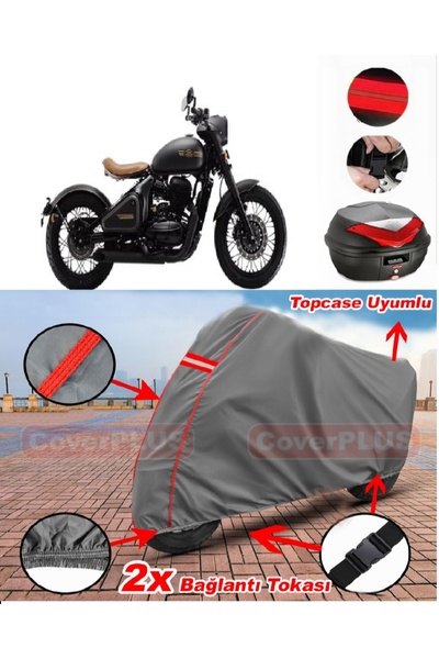 CoverPlus Jawa Perak حقيبة خلفية متوافقة مع قماش القنب للدراجات النارية باللو...
