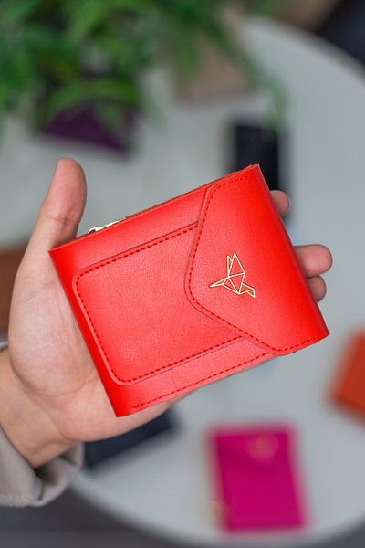 Garbalia Peru Vegan Leather Red Women's Wallet with Zipper Coin Compartment and Plenty of Card Holders