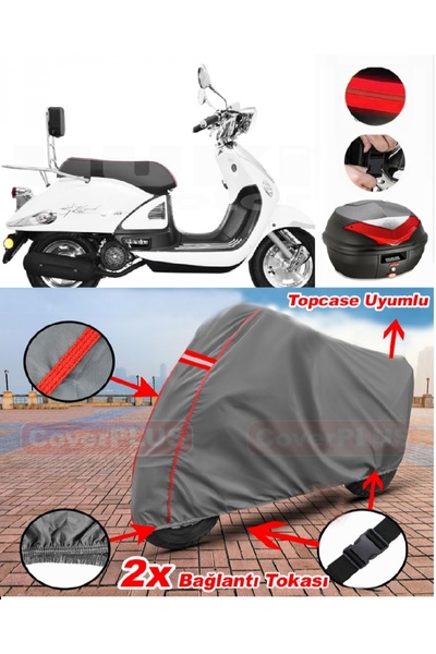 CoverPlus Yuki ZN-100T-E5 Legend Rearbag متوافق مع قماش القماش المشمع للدراجا...