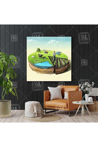 SML TABLO Farming And Farming Agriculture Decor Pictură pătrată pe pânză