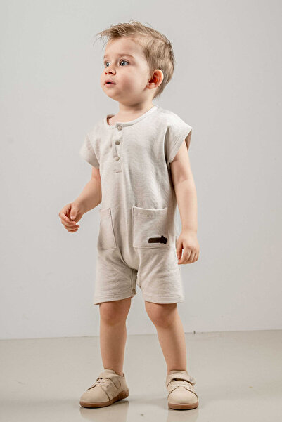 bombe Baby Kids Gray Cotton Comfortable Jumpsuit Salopet Trend Fashion Bottom Top Set