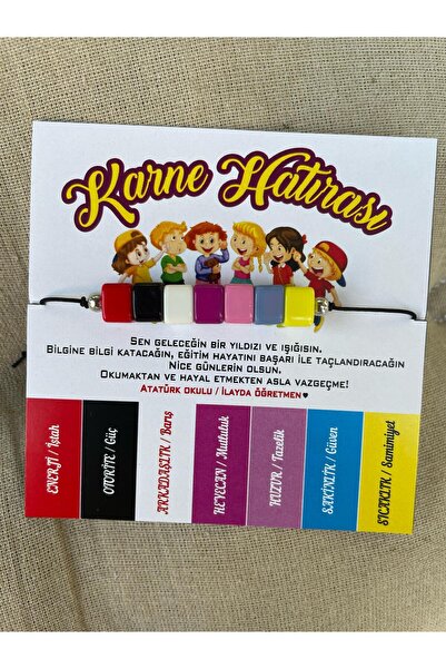 İSME ÖZEL BASKILI KARNE HATIRASI BİLEKLİK, 10 ADET