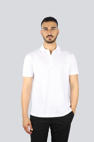 PAUL&SHARK Men's Short Sleeve Cotton Button Closure Polo Neck White-Gold Polo Neck T-Shirt 25411232 -10E