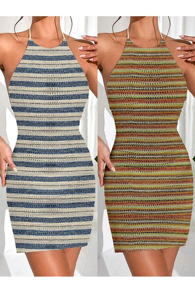 randevu Striped 2 Pack Knitwear Pareo