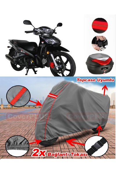 CoverPlus Stmax Mega 100 حقيبة خلفية متوافقة مع قماش القنب للدراجات النارية ب...