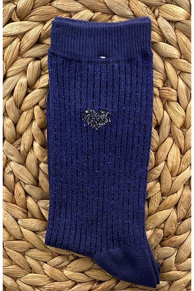 DoDe Flora Women's Silvery Striped Heart Patterned Socks 4 Pairs Saradonna