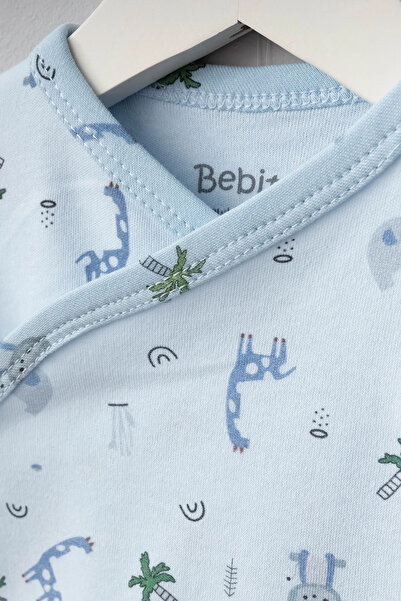Baby Maa 10'lu Erkek Bebek Hastane Çıkışı Yenidoğan Seti - Kutulu Zıbın Seti - Mavi Safari Desenli