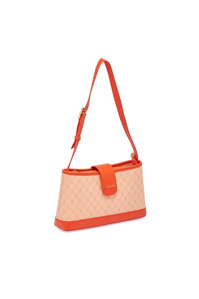 Tergan Cream Textile Women's Shoulder Bag - S25Y1Twc0704-V6D
