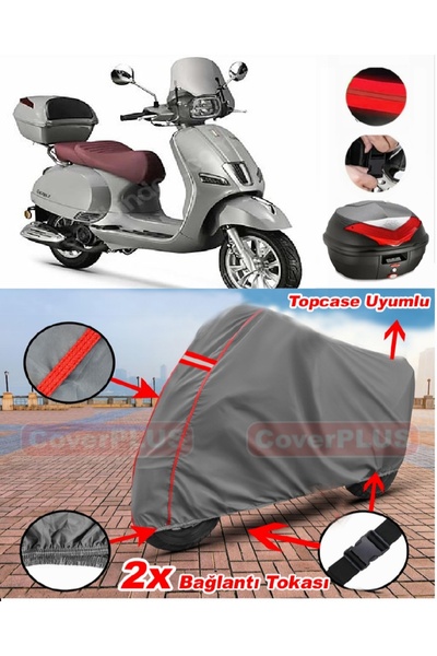 CoverPlus Bianchi Happy 50 Rear Bag Compatible Motor Tarpaulin Motorcycle Tar...