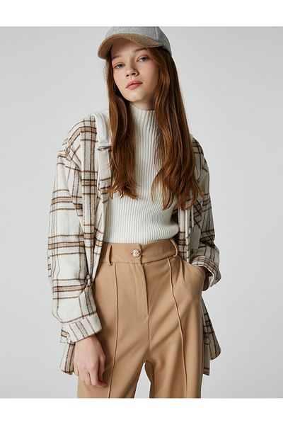 Koton Lumberjack Shirt Jacket Oversize Hooded with Pocket Detail
